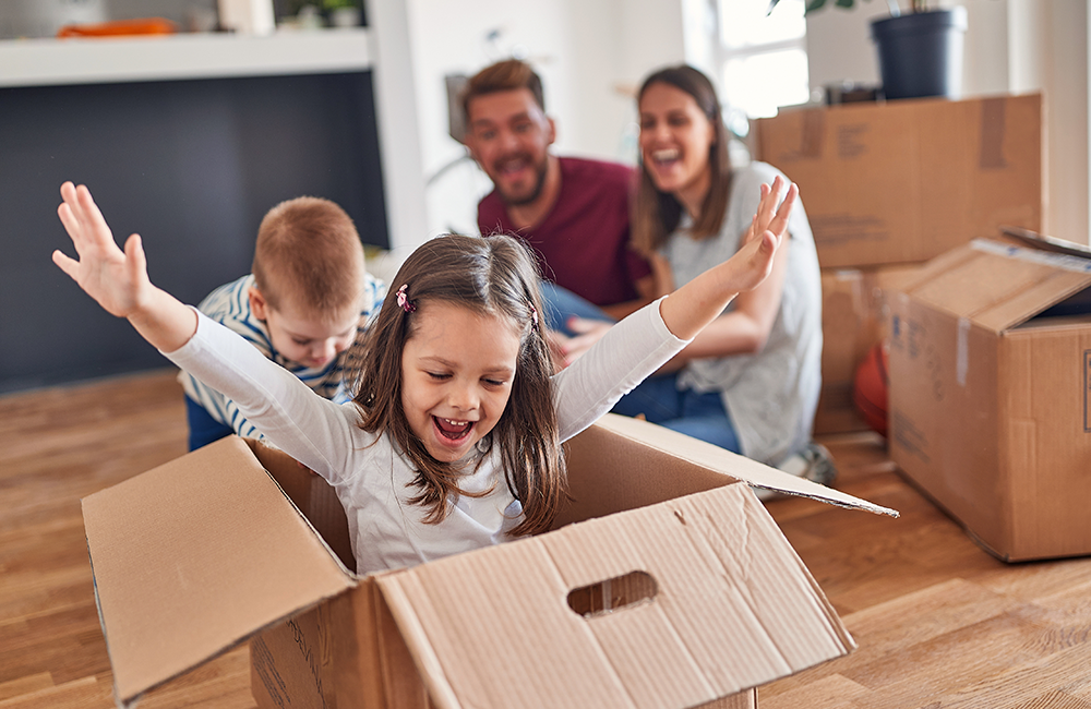 family in new home